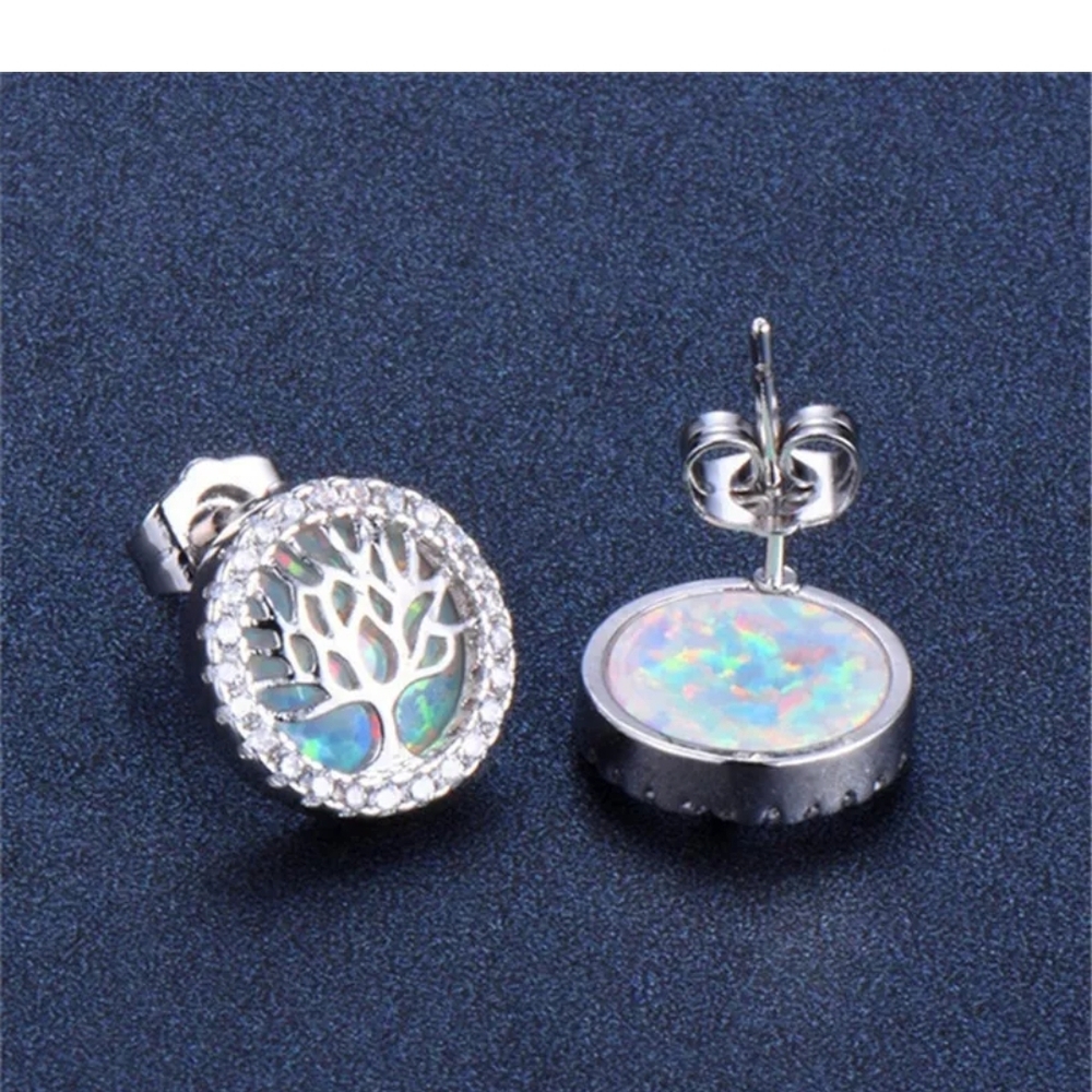 Blue and Silver Tree of Life Earrings